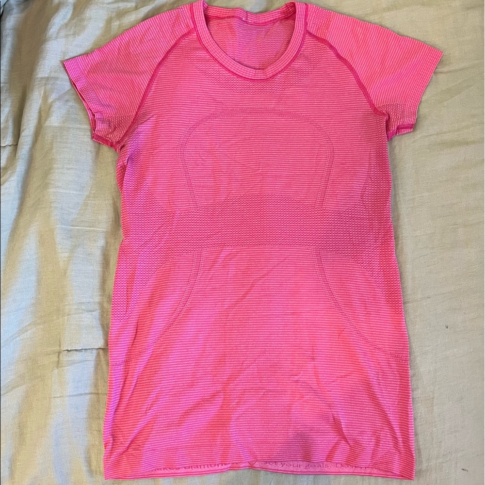 Hot Pink Luluemon Short Sleeve Shirt